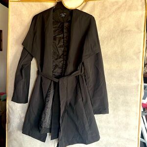 Love tree small S faded-black coat with pockets tie waist no zipper or buttons